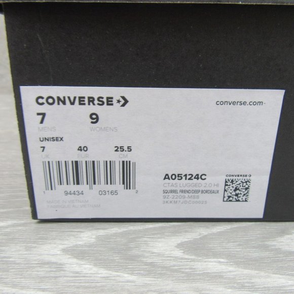 Converse Chuck Taylor All Star Lugged 2.0 HI Womens Size 9 Bordeaux NEW - Picture 15 of 15